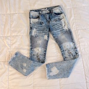 Denim With Brown and White Paint Splatter Designer Jeans